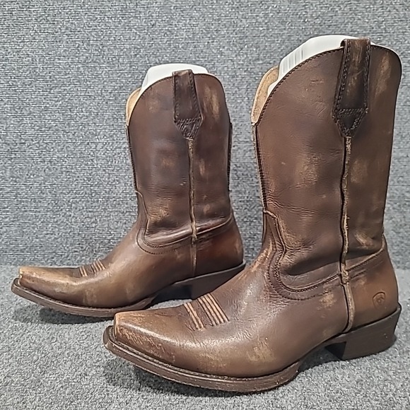Ariat Other - Ariat Rambler Brown Bomber‎ Distressed Snip Toe Cowboy Boots Mens 8.5 EE